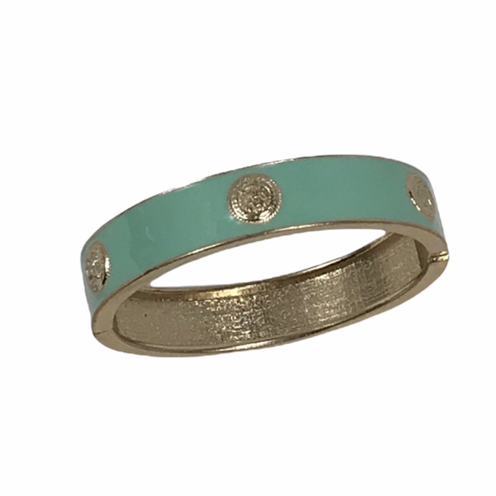 Cuff Bracelet, Gold Tone, Mint Green